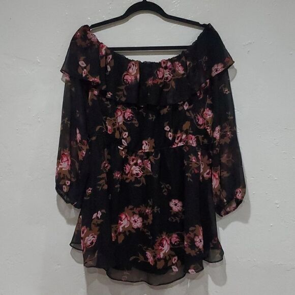 Lane Byrant Off The Shoulder Floral Top - Picture 6 of 10